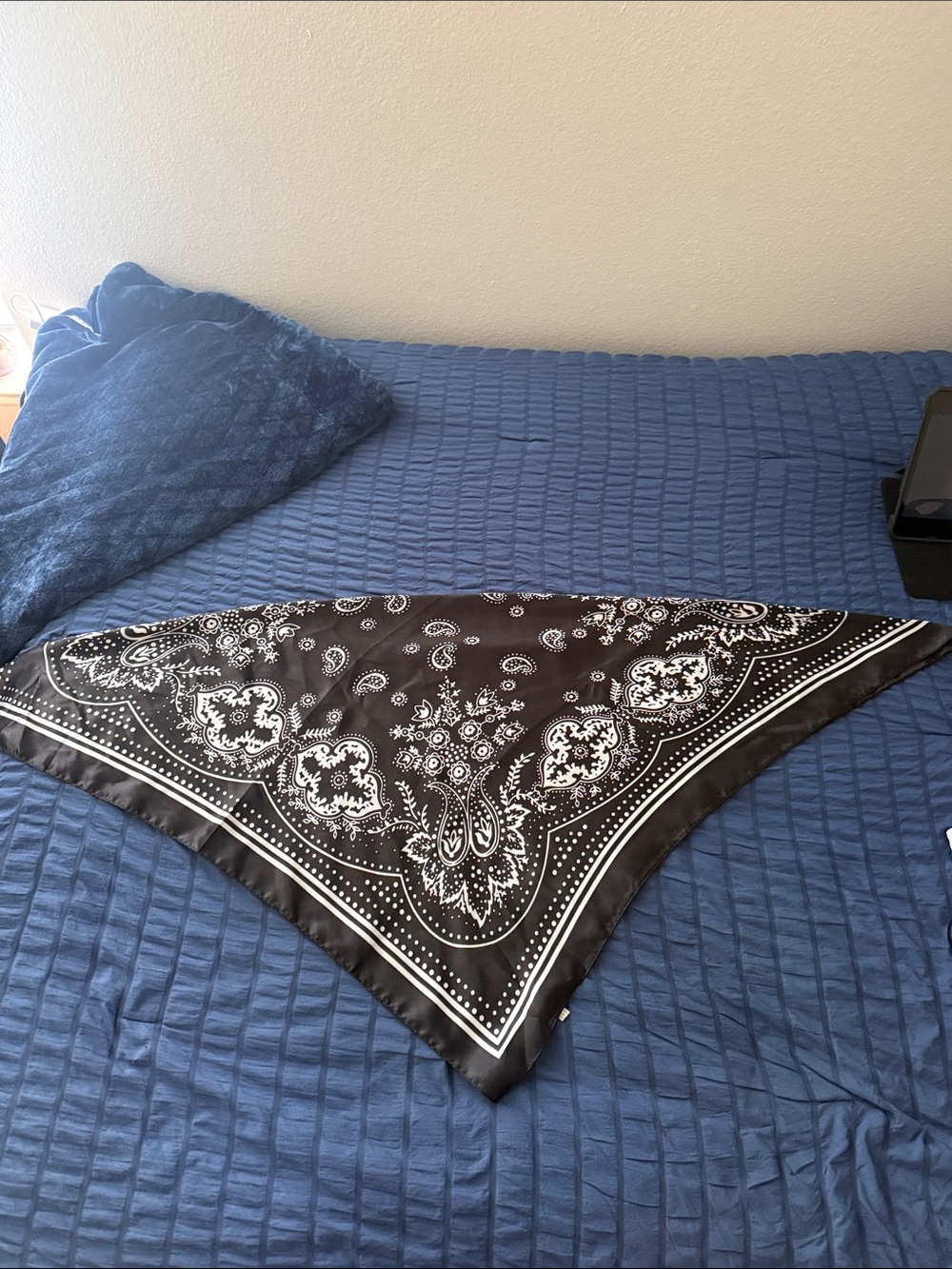 Black and White Paisley Decorative Bandana Throw
